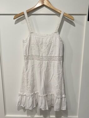 Zara White Eyelet Ruffle Mini Dress